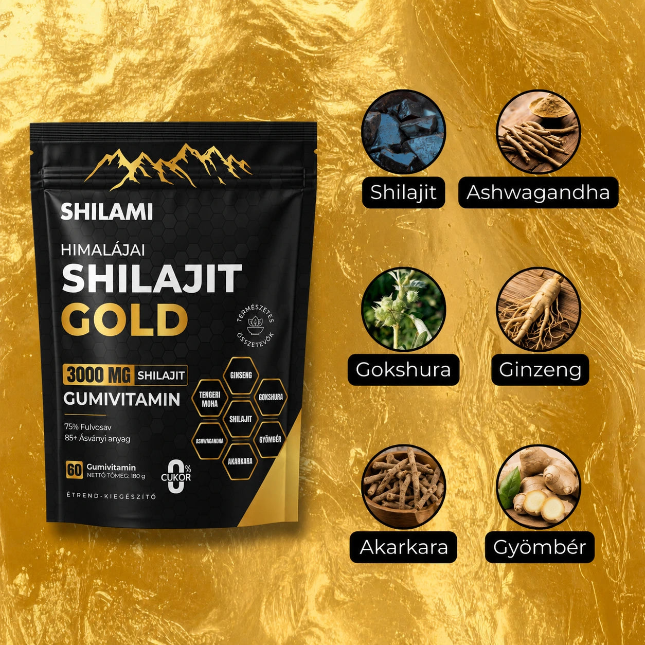 6 az 1-ben Shilajit Gumivitamin